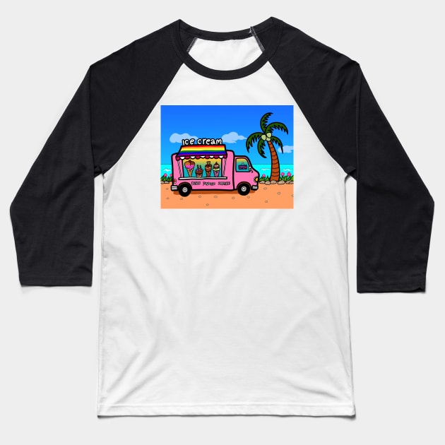 Gay pride street food truck ice cream outdoor beach summer Baseball T-Shirt by Nalidsa